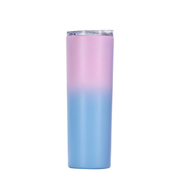 Wholesale 20oz Gradient colour Stainless Steel Double Walled Insulated Vacuum Straight Tumbler Bottle with Lid and Straw